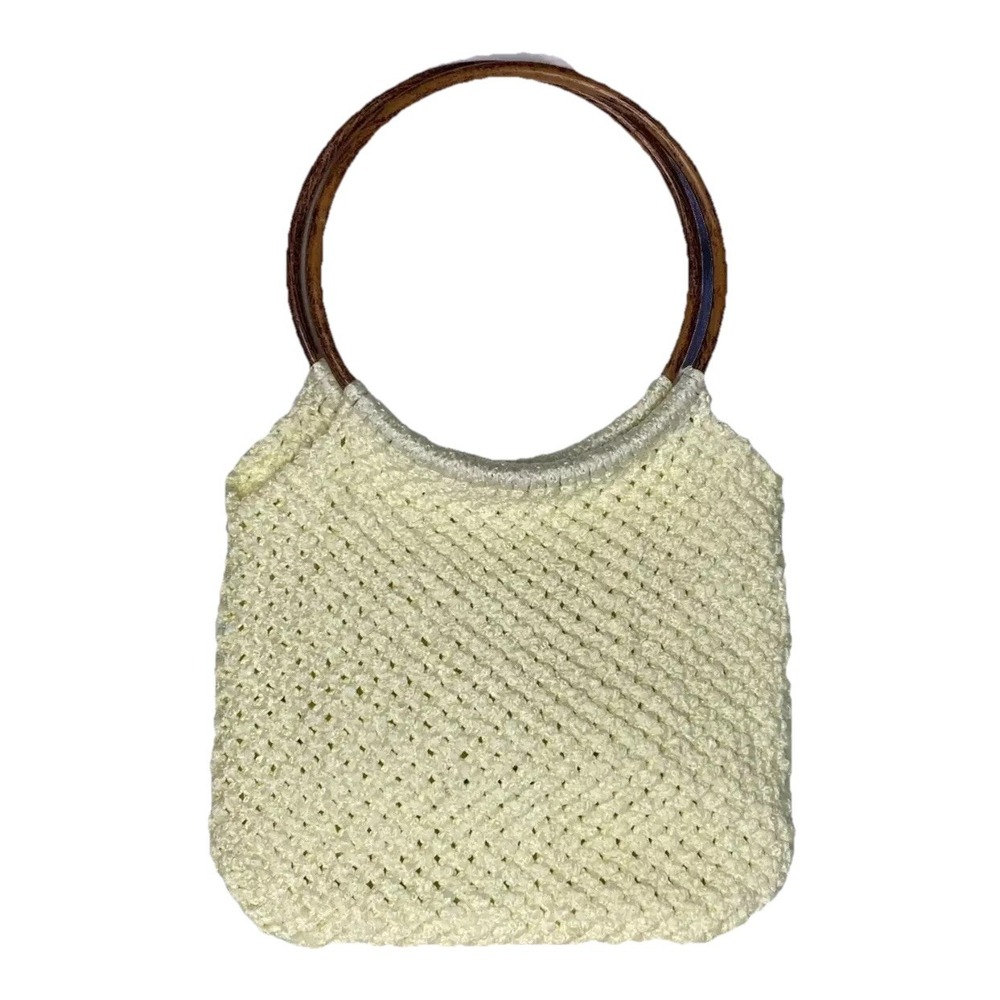 VTG Grannycore Boho 70's Purse Macramé Crochet Hoop large Whimsigoth